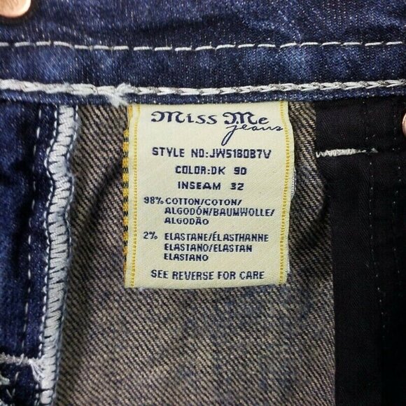 Miss Me JW5180B7V Medium Stonewash Distressed Bootcut Denim Jeans Womens 27 - Picture 14 of 16
